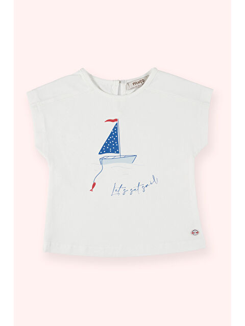 Panço Kız Bebek Baskı Detaylı Ekru Tişört - S000523682-19965
