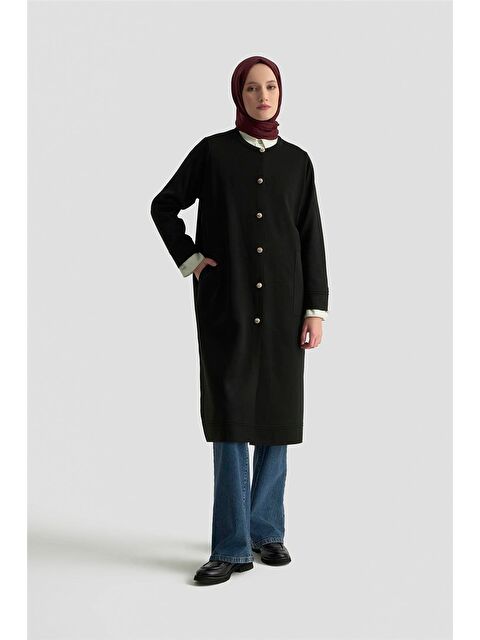 ARMİNE Trend Düğmeli Triko Kap 25Ktd4122 Siyah - S000489652-19351