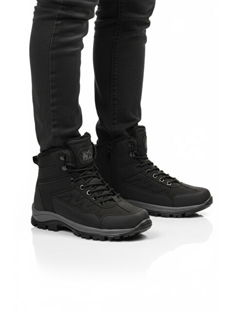 Ayakmod Siyah Kırışık İçi Kürklü Soğuğa Dirençli Kaymaz Taban Unisex Outdoor Bot 980 G - S000492469-22238