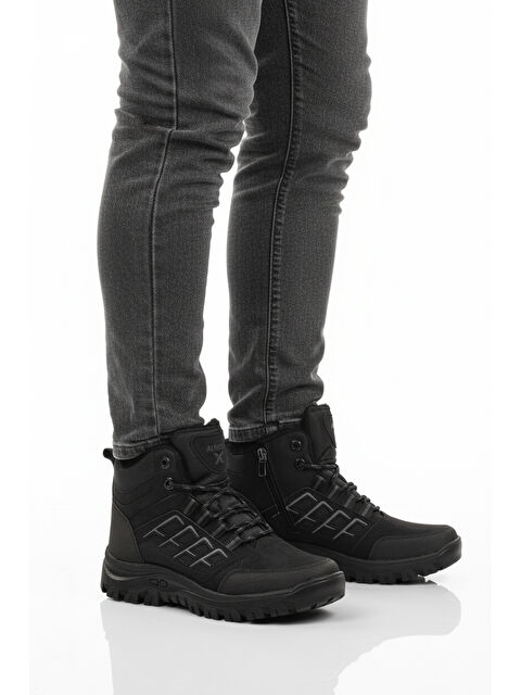 Ayakmod Siyah İçi Kürklü Kaymaz Taban Unisex Bot 700 G - S000491354-19351