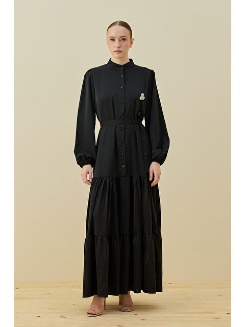 Remsa Broşlu Elbise 1669 Siyah - S000527468-19351