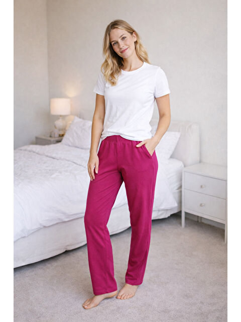 Remsa Kadın Penye Kumaş Tek Pijama Alt 07 Fuşya - S000516477-18686