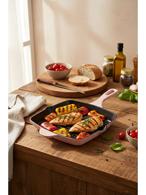 BERNARDO Intensa Döküm Kare Tava Pembe 26cm