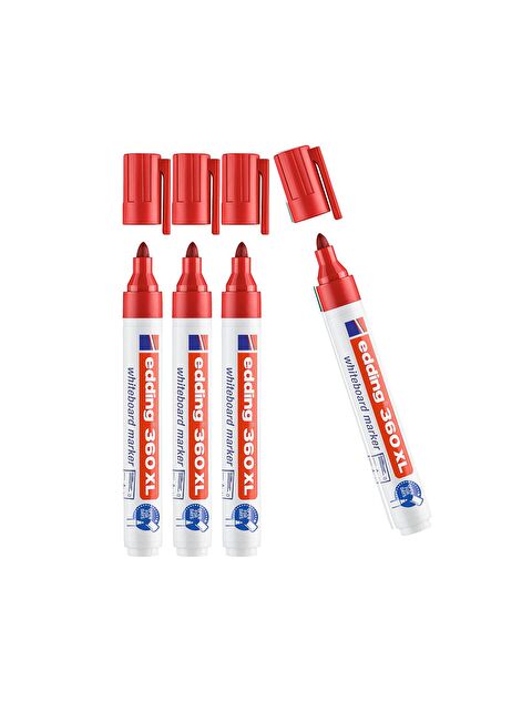 Edding 360 XL Doldurulabilir Beyaz Yazı Tahtası Kalemi Kırmızı 4 Lü Set - S000393083-20045