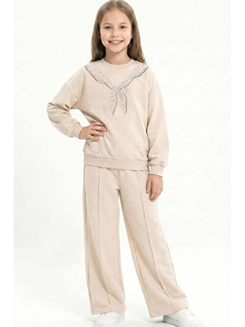 Modanino Kız Çocuk Taş Süslemeli Fular Desenli 2 İplik Alt-Üst Takım 4-12 Yaş 12511 - S000510884-19966