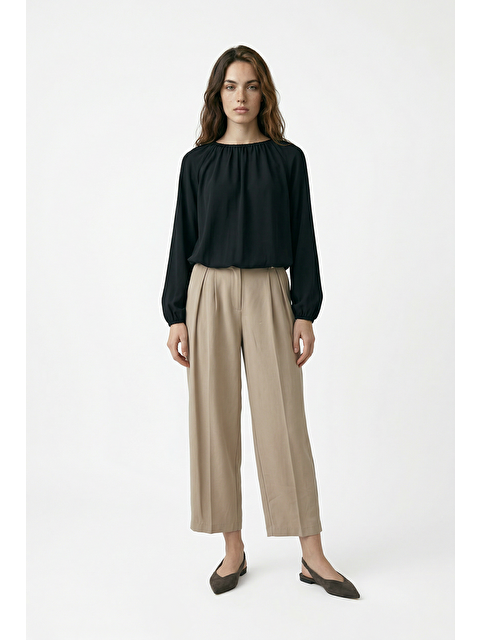 ALLDAY Siyah-Yakası Büzgülü Bluz - S000525897-19351