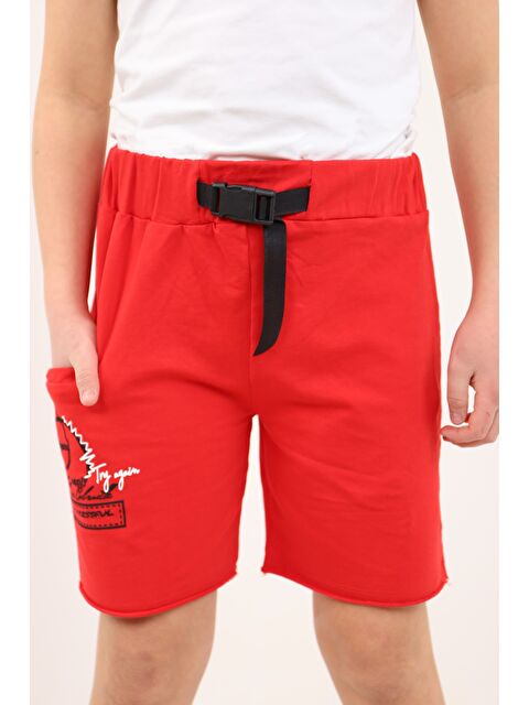 Toontoykids Erkek Çocuk Toka Kemerli Try Again Baskılı Şort - S000358268-20045