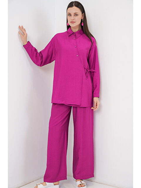Bigdart Kadın Bağcıklı Tunik Pantolon İkili Takım 6752 - Fuşya - S000505459-18686