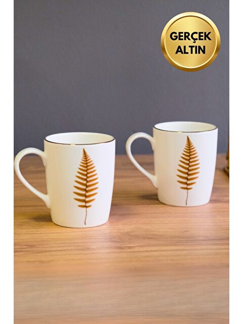 TABAK EVİ Porselen Natura Fern Kulplu Mug Kupa 9cm 220ml 2 li - S000485009-23173