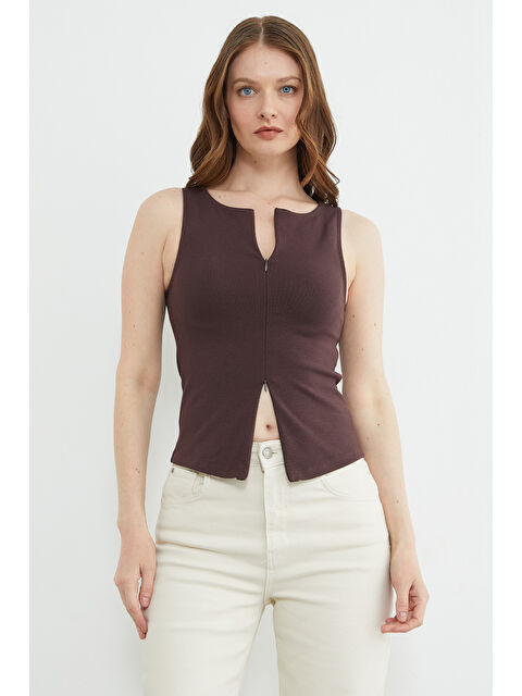 Fullamoda Basic Çift Fermuarlı Bluz - S000504612-19413