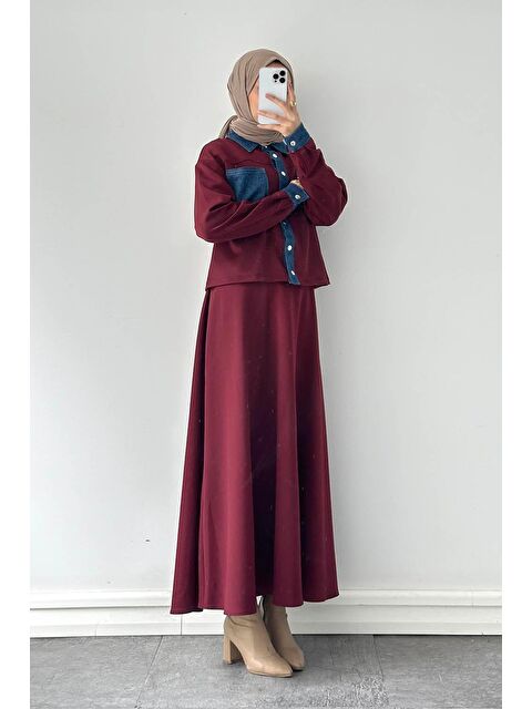 Lamelif Garnili Scuba Takım Bordo - S000515464-19951