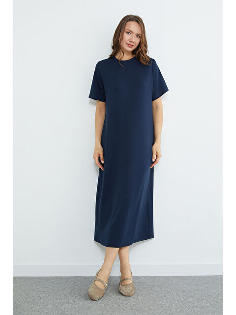 Fullamoda Basic Bisiklet Yaka Midi Boy Modal Elbise - S000529227-21164