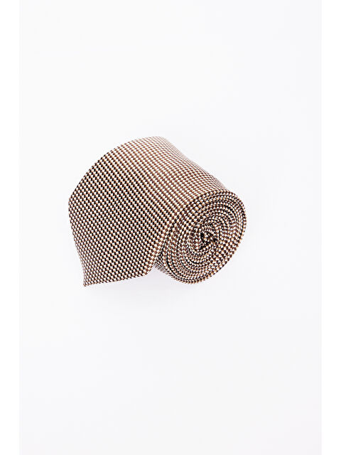 Altınyıldız Classics Erkek Kahve-Bej Desenli İpek Kumaşlı Kravat