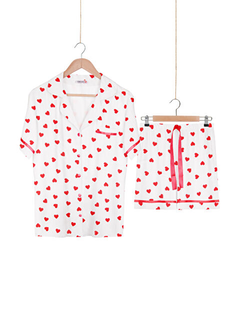 Dominant Kadın %100 Dokuma Viskon Düğmeli Şortlu Pijama Takım - S000449227-37232