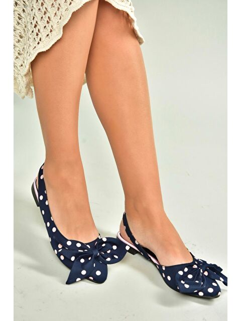 Fox Shoes Lacivert Puantiye_Pudra Kadın Babet H726809004 - S000031749-37352
