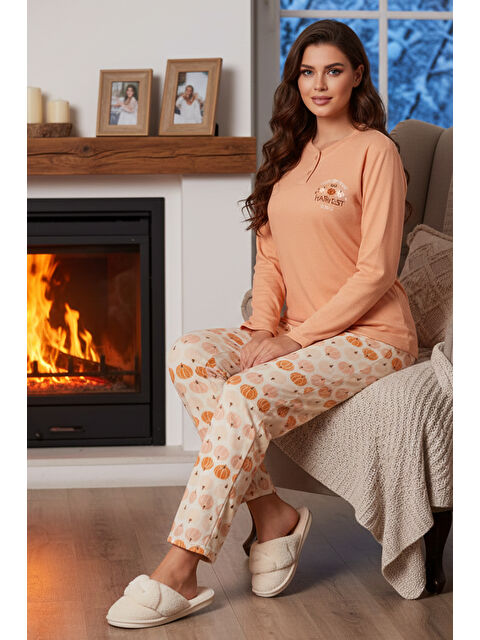 Remsa Kadın Termal Uzun Kol Pijama Takımı 4701 Somon - S000495972-24085