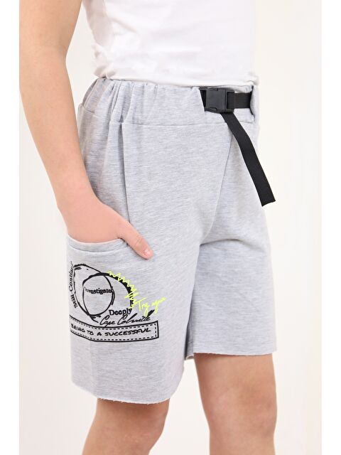 Toontoykids Erkek Çocuk Toka Kemerli Try Again Baskılı Şort - S000358268-74