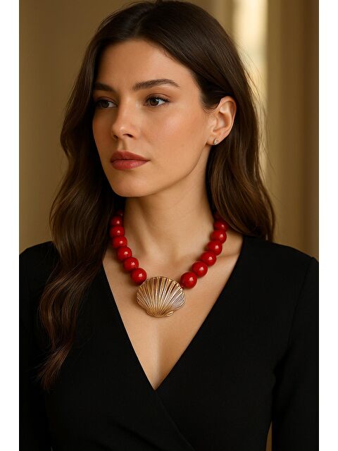 New Obsessions İstridye Uçlu Büyük Boncuklu Kolye - S000394110-20045