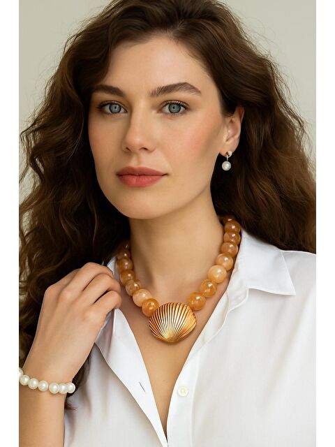 New Obsessions İstridye Uçlu Büyük Boncuklu Kolye - S000394110-19966