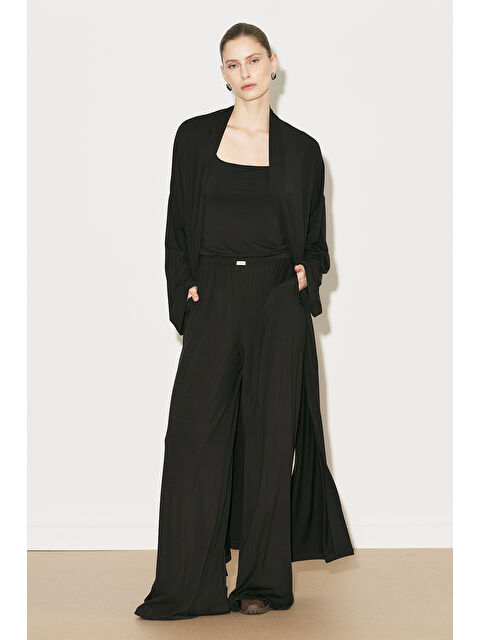 Manuka Easy Rahat Uzun Kimono Kahverengi