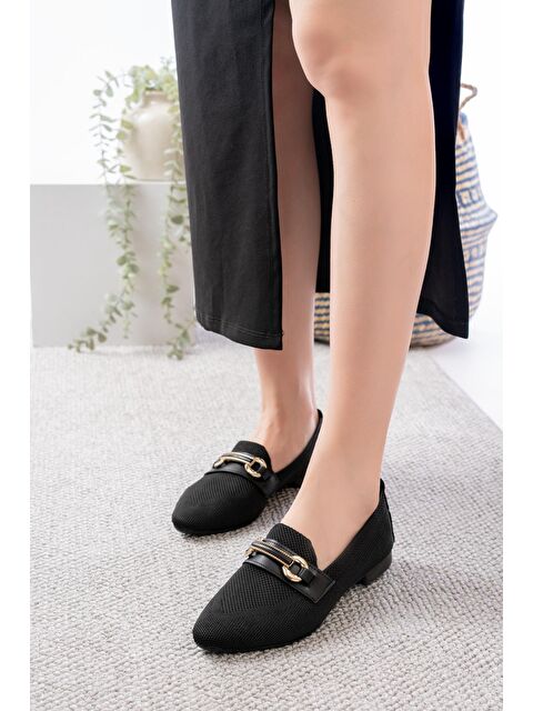 Oksit Zeyha Toka Detaylı Günlük Triko Sivri Burun Kadın Babet - S000394111-19351