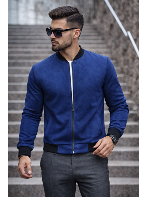 Comstar Erkek Basic Dar Kalıp Lacivert Nubuk Ceket