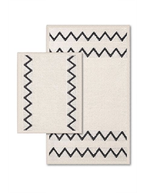 Bluenity Paris Doğal Pamuklu 2'li Banyo Paspası 60x100+50x60 Cm - Ekru - S000444832-19965