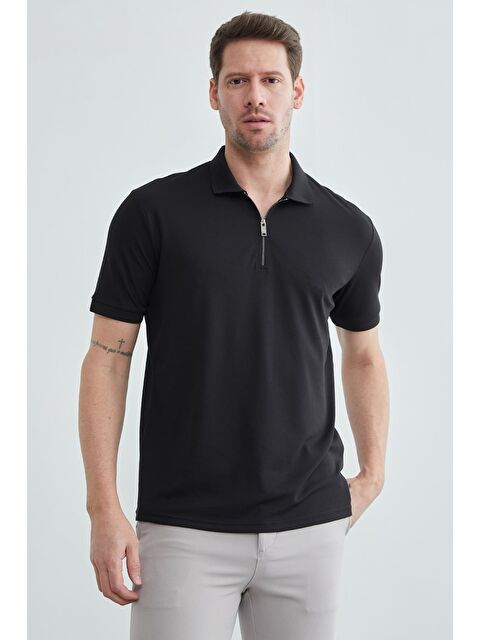 Fullamoda Yarım Fermuarlı Polo Yaka Tişört - S000514020-19351