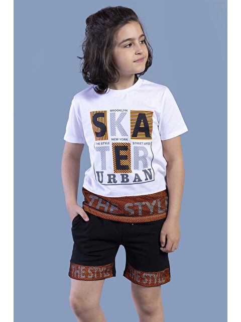 Toontoykids Erkek Çocuk Garnili File Detaylı Baskılı Takım - S000417475-20063