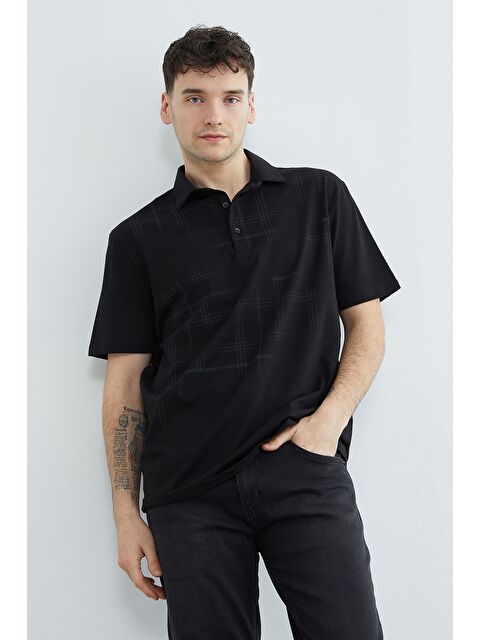 Fullamoda İnce Kareli Polo Yaka Tişört - S000522367-19351