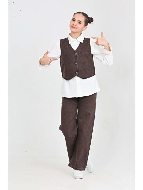 Modanino Kız Çocuk Taş Süslemeli 3'lü Jean Takım 5-15 Yaş 12495 - S000498224-19413