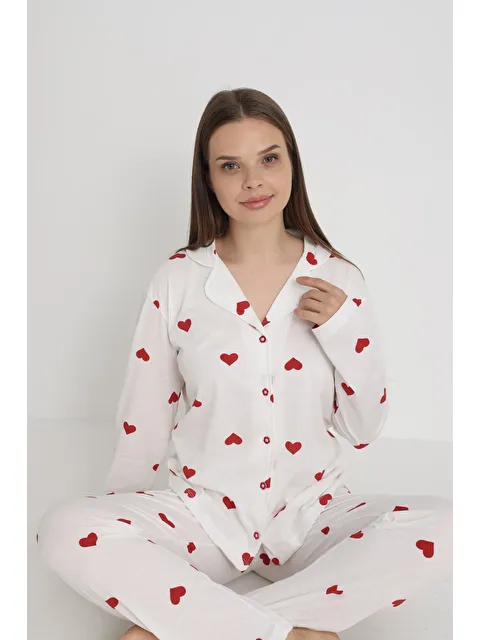 Elitol Pamuklu Düğmeli Pijama Takım 451-42 - S000389164-37232