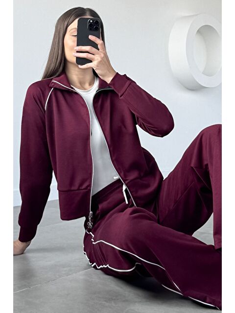 Gülseli Kadın Şerit Detaylı Fermuarlı Eşofman Takımı - S000482854-19951