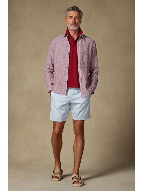 ABBATE Sky Jakar Pamuklu Comfort Fit Açık Mavi Erkek Desenli Şort - S000464676-17437