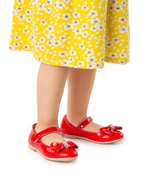 Kiko Kids Cırtlı Fiyonklu Kız Çocuk Babet Ayakkabı Ege 201 Rugan - S000012318-20045
