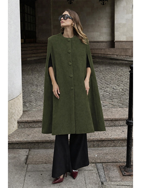 Comstar Kadın Kolsuz Relax Fit Haki Kaşe Panço