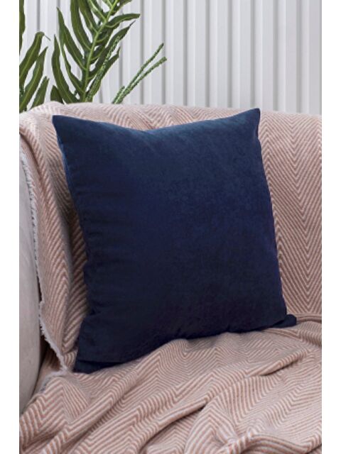 Asdiva Panoroma Süet Dokulu Düz Punch (Panç) İçin Uygun Koyu Lacivert 45X45 Dekoratif Kırlent Kılıfı - S000452530-29672