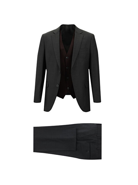 Kiğılı Slim Fit Dar Kesim Kombinli Yelekli Takım Elbise