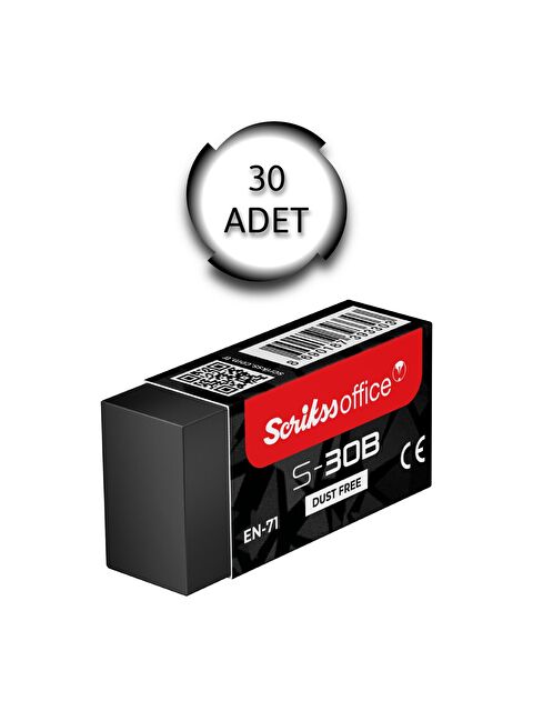 Scrikss Küçük Boy Siyah Silgi (S-30B) 30 Adet - S000402825-19351