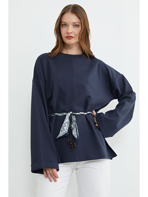 Fullamoda Kemerli Yırtmaçlı Geniş Kol Tunik - S000530234-21164