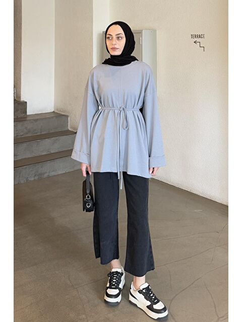 Lamelif Yırtmaç Detaylı Sweat Gri - S000518006-20600