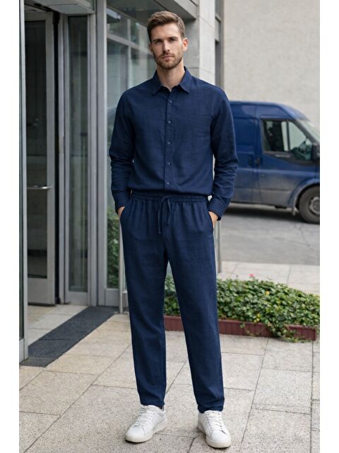 Tarz Cool Erkek Oversize Keten Takım Salaş Kesim Gömlek Pantolon Yazlık Kombin