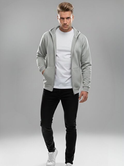 Trendseninle Erkek Gri Standart Kalıp Hırka - S000500893-20600