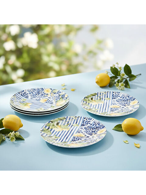 GÜRAL PORSELEN Camelia Lemon 6 Parça 20 cm Pasta Takımı 55742 - S000486259-37646