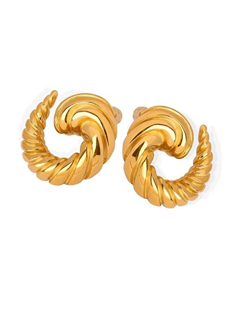 New Obsessions Altın Renkli Çelik Vintage Kruvasan Küpe