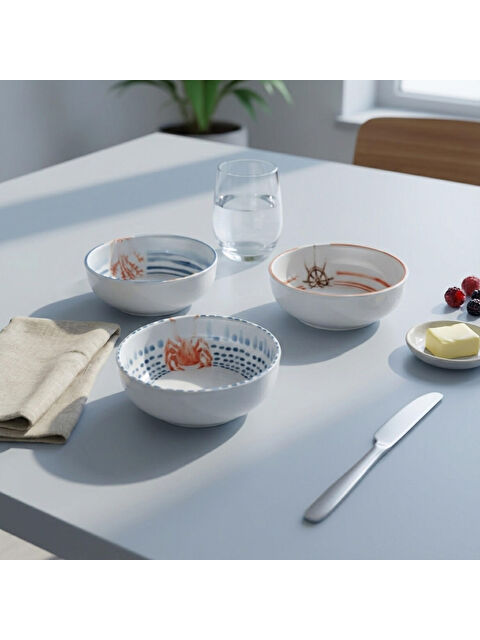 GÜRAL PORSELEN Ece Mare  3 Parça 14 cm Salata & Çorba Kasesi 5534 - S000486261-37646