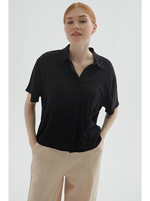 Fashion Friends Regular Fit Cep Detaylı Kısa Kollu Crop Gömlek 25Y0515K1 - S000375842-19351