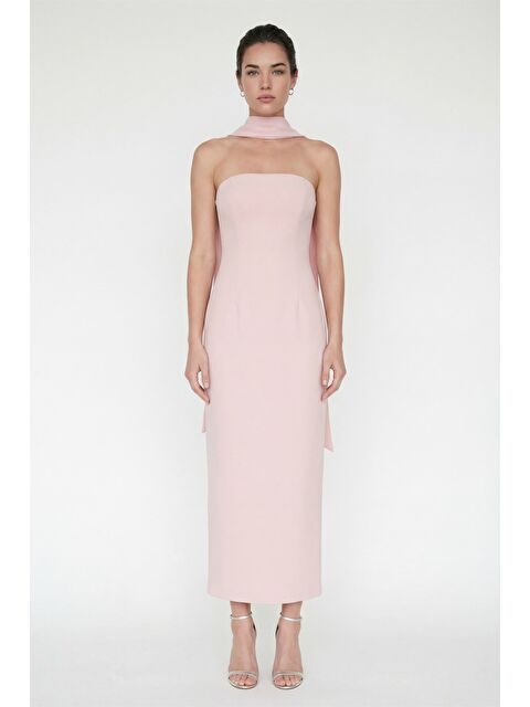 Lafaba Kadın Pudra Şal Yaka Midi Söz Nişan Nikah Abiye Elbise - S000504597-7152