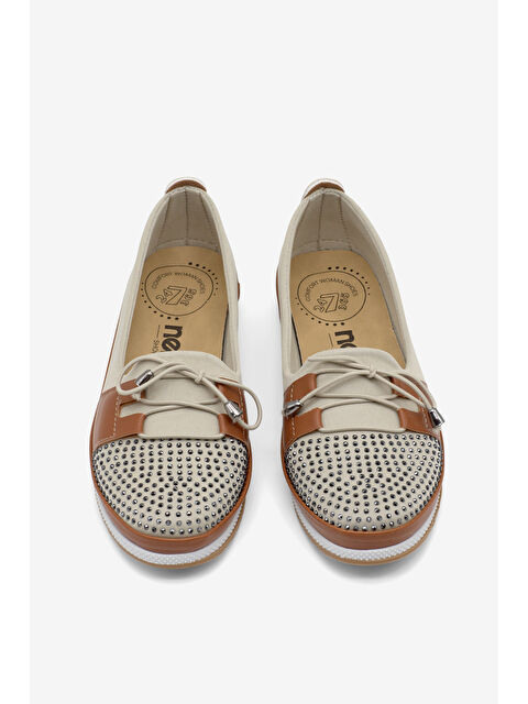 TONNY BLACK Kadın Bej Termo Taban Bağcıklı Rahat Kalıp Günlük Babet - S000530683-19928