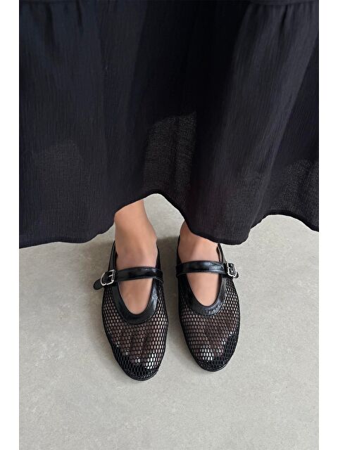 Straswans Carol Kadın File Detay Dantel Babet Siyah - S000513046-19351